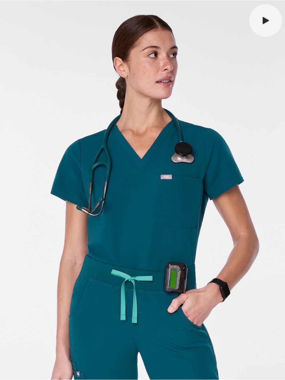 Figs Teal Catarina Caribbean Blue scrub top